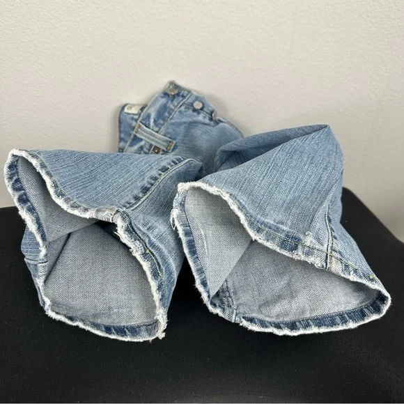 Vintage Levis 513 Floral Patchwork Bootcut Jeans Size 7M Distressed Denim Boho - Picture 13 of 15